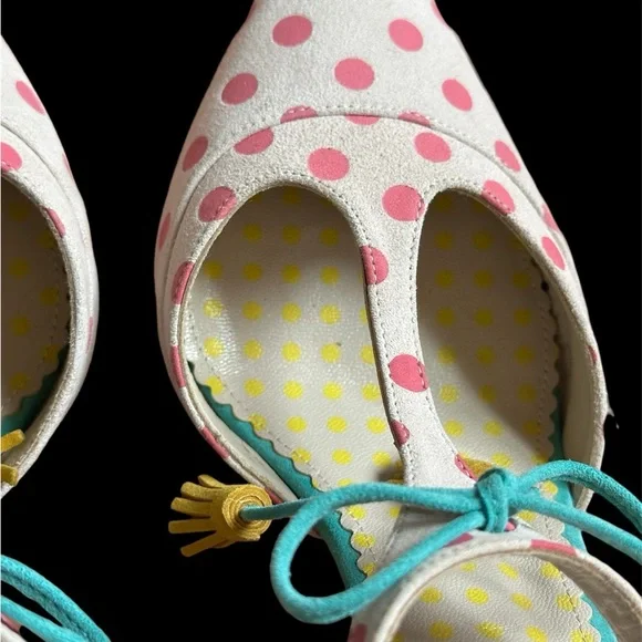 Boden Alice T Strap Suede Leather Polka Dot Pumps Women’s Size 9M Pointed Toe - Picture 13 of 15